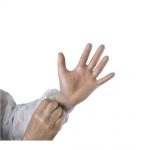 GANTS VINYLE POUDRÉ NATUREL À USAGE UNIQUE BOITE DISTRIBUTRICE DE 100 GANTS