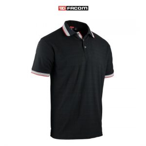 POLO DE TRAVAIL SOCCER FACOM HOMME MANCHES COURTES AVEC DESSOUS COL LOGOTYPÉ STYLÉ NOIR