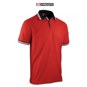 POLO DE TRAVAIL TIME FACOM HOMME MANCHES COURTES BANDES RÉTRORÉFLÉCHISSANT ROUGE