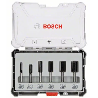 KIT DE 6 FRAISES À RAINURER DROIT À EMMANCHEMENT DE 8 MM BOSCH